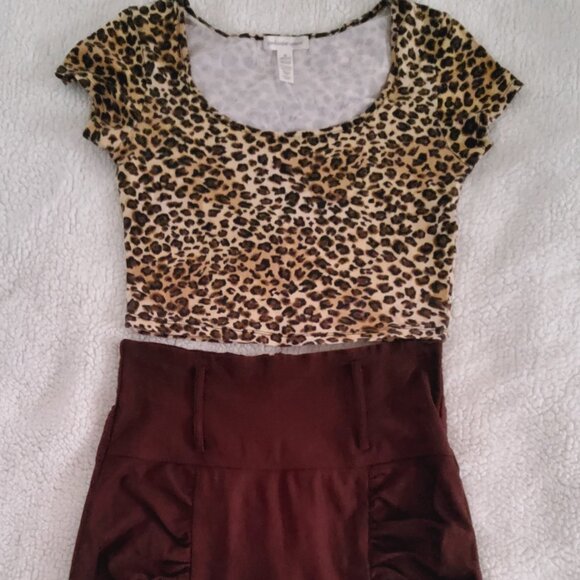 Brown Stretch Ruched Modern Career Rayon Pencil Skirt Medium - Picture 14 of 15